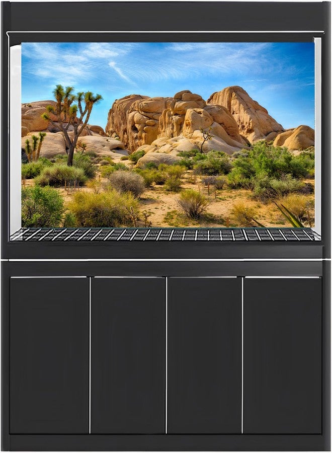 CSFOTO Polyester 36X14 Inches Joshua Tree National Park Backdrop Arid Barren Cactus Sandstone Rock Climate Mountain and Desert Scenery Backdrop Desert Terrarium Background - Image 3